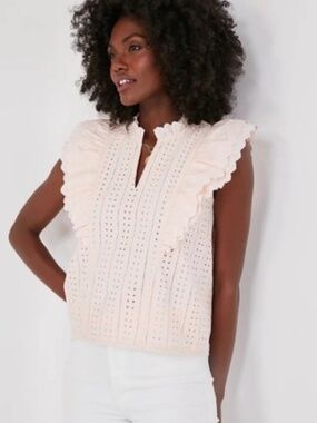 Hyacinth House XS peach eyelet Balliet blouse